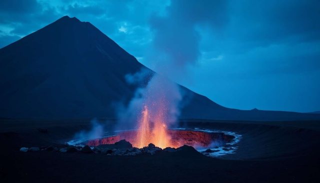 Por qué las llamas azules iluminan el Pitón de la Fournaise